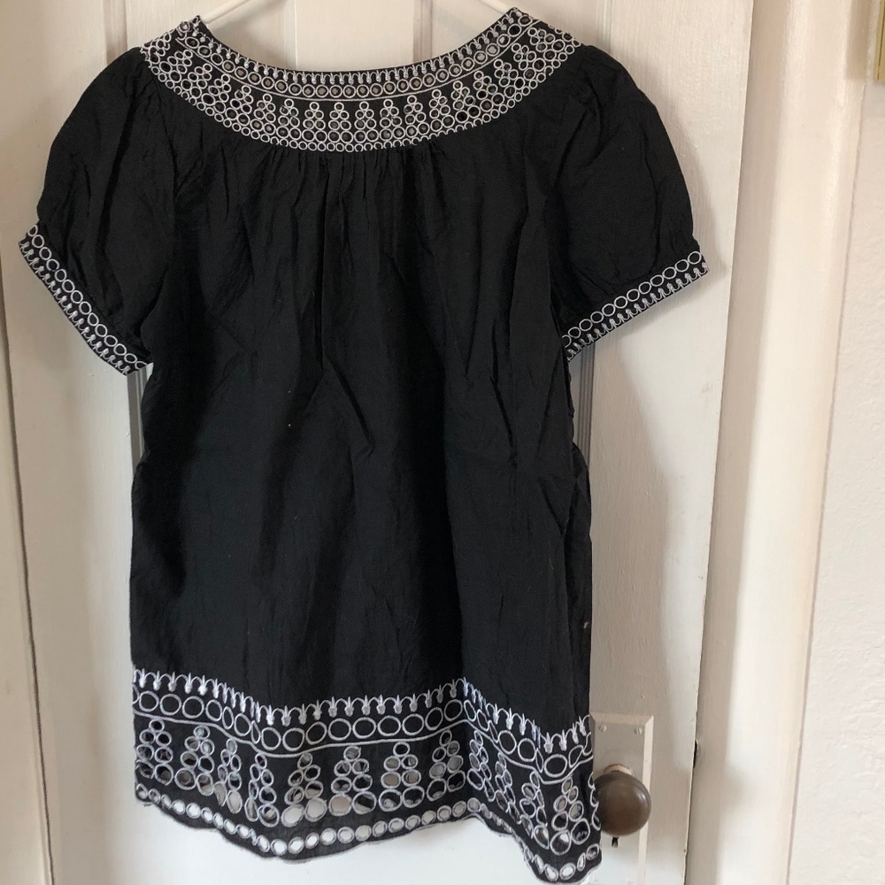 Final Touch Black Blouse with White Detail